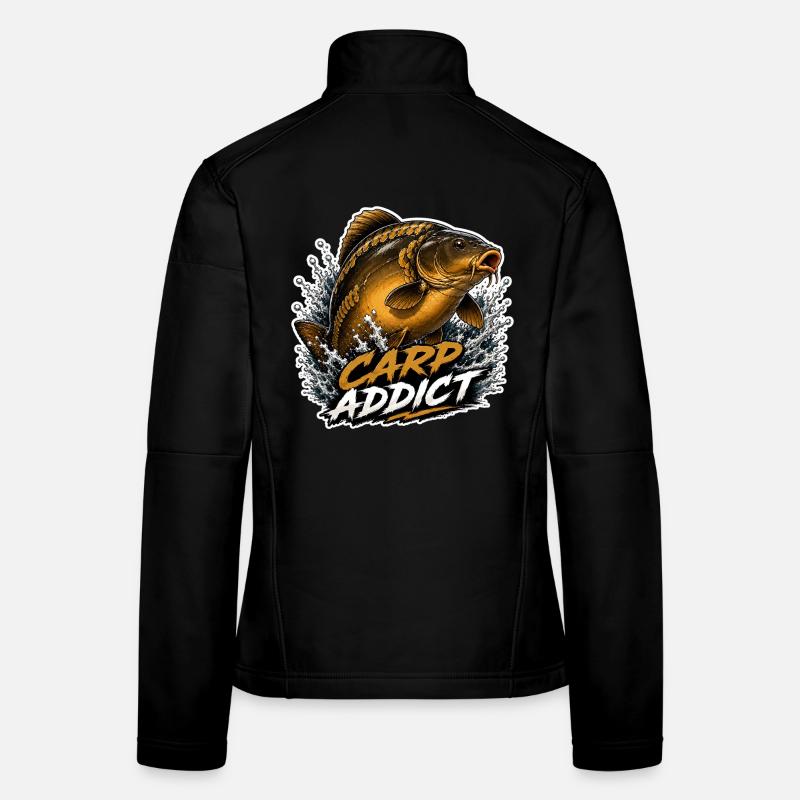 Carp Addict Spiegel Karpfenfischerei-Design Frauen Softshelljacke