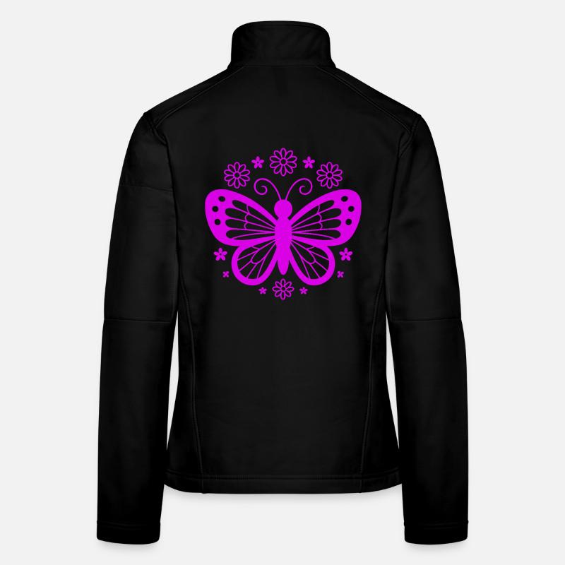Rêve de la Fleur Papillon Rose Veste en tissu softshell Femme