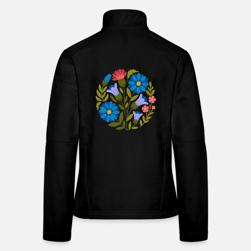 Vintage Floral Round Design with Timeless Charm - Women's Softshell Jacket - black