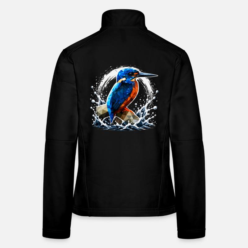 Conception d’oiseau martin-pêcheur low poly Veste en tissu softshell Femme