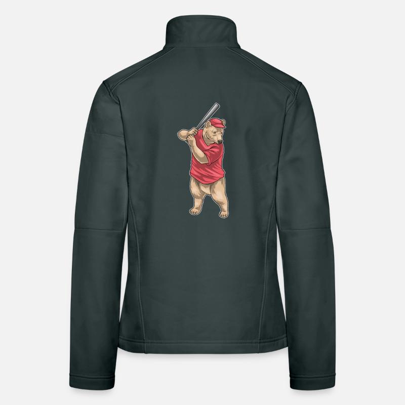Bear Baseball Baseball Bat Women's Softshell Jacket