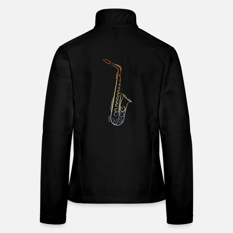 Dessin de saxophone vintage Veste en tissu softshell Femme