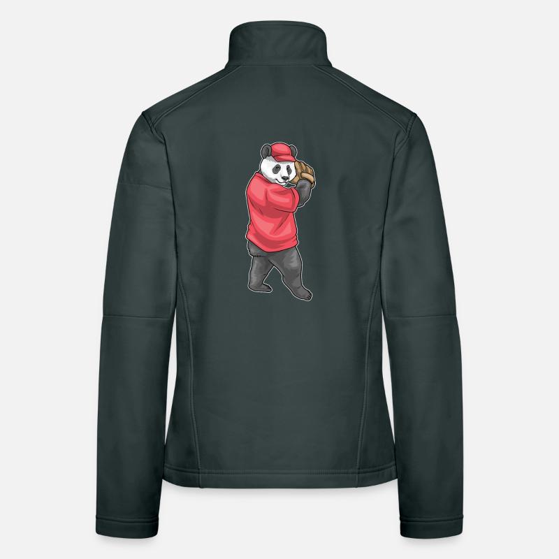 Panda Baseball Gant de baseball Veste en tissu softshell Femme