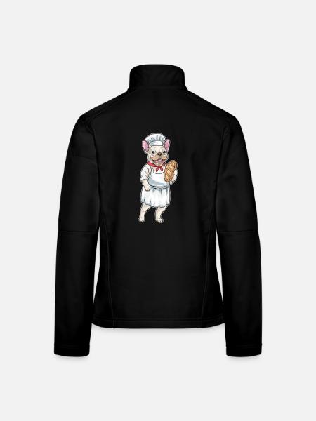 Französische Bulldogge Bäcker Brot Backen - Frauen Softshelljacke - Schwarz - Hinten