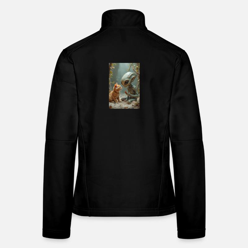 Alien Creature with Cat Companion Women's Softshell Jacket