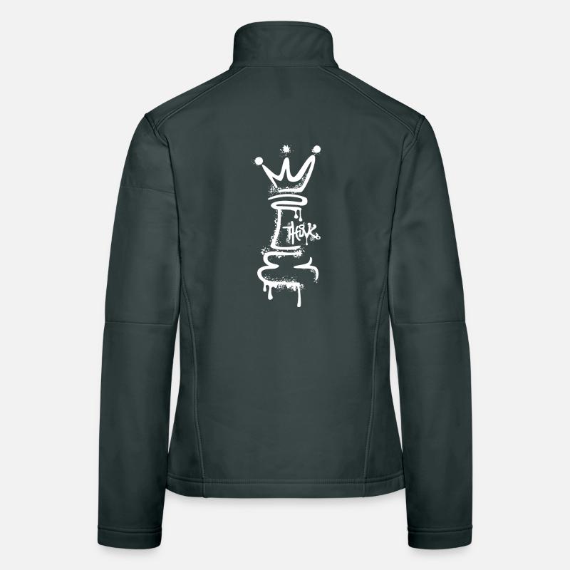 Chess Graffiti King Think Symbole Joueur d’échecs Veste en tissu softshell Femme