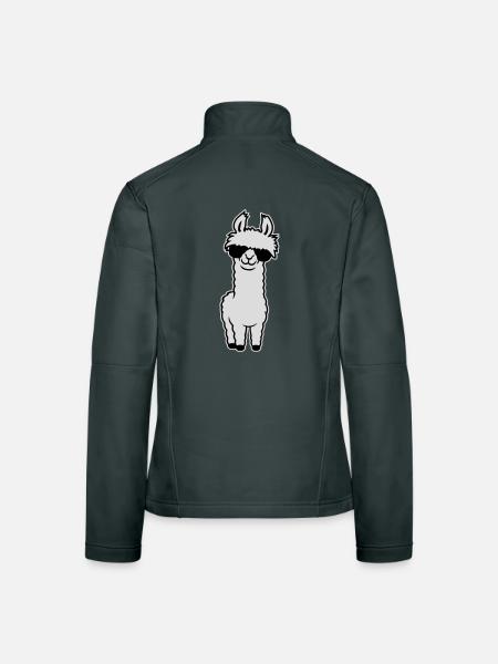Lunettes de soleil Cool Lama Alpaga Souriant Drôle - Veste en tissu softshell Femme - noir - Dos