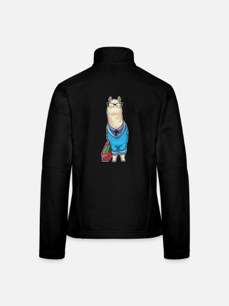 Alpaka Sekretärin Ordner Büro - Frauen Softshelljacke - Schwarz - Hinten