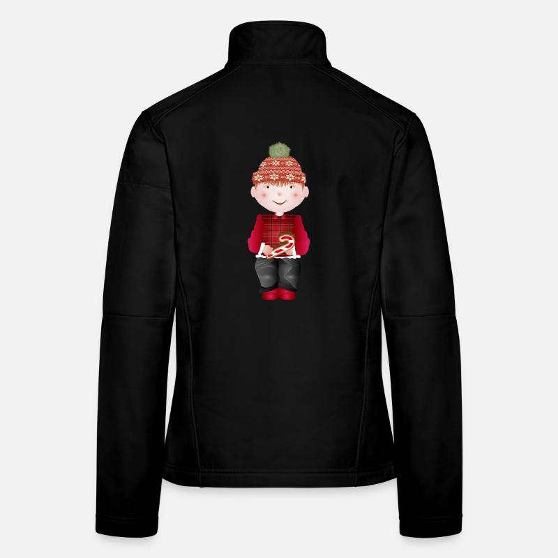 petit garçon avec un chapeau à pompon et une canne à sucre Veste en tissu softshell Femme