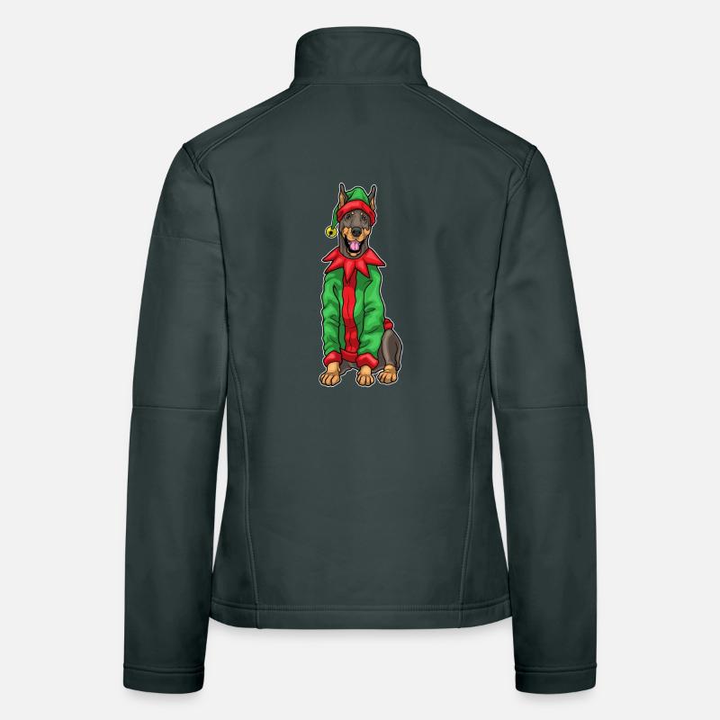 Doberman Christmas Elf Women's Softshell Jacket