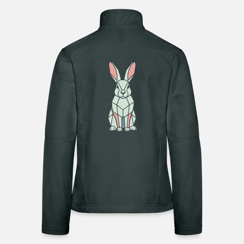 Geometric Bunny Low Poly Modern Veste en tissu softshell Femme