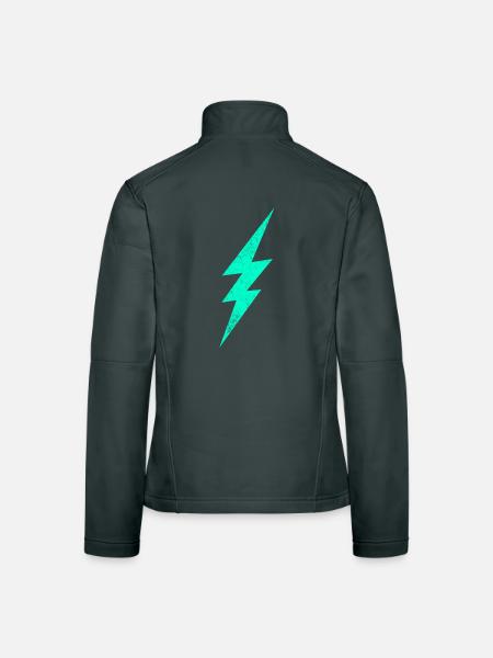Electric flash graphic on trendy H interior - Women's Softshell Jacket - black - Back
