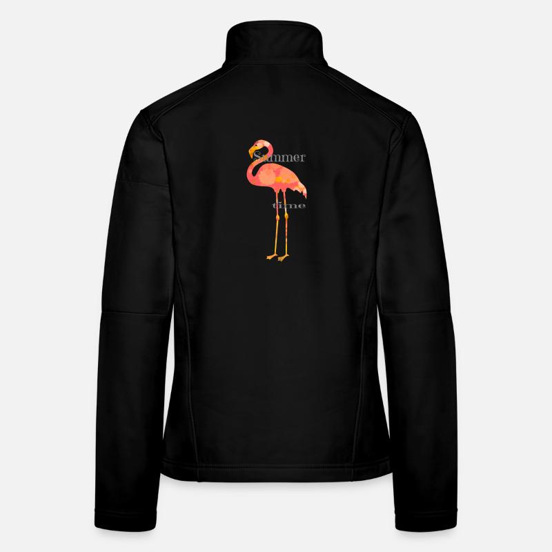 Flamingo Design mit Schrift - Frauen Softshelljacke - Schwarz