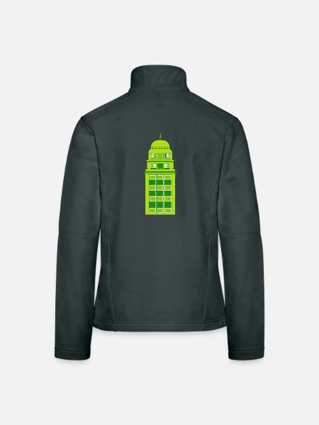 Retro Grüne Turmuhr - Frauen Softshelljacke - Dunkelgrau - Hinten