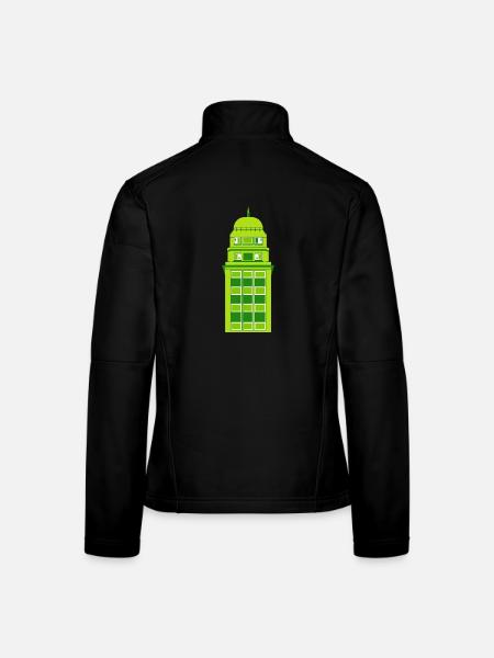 Retro Green Tower Clock - Women's Softshell Jacket - black
