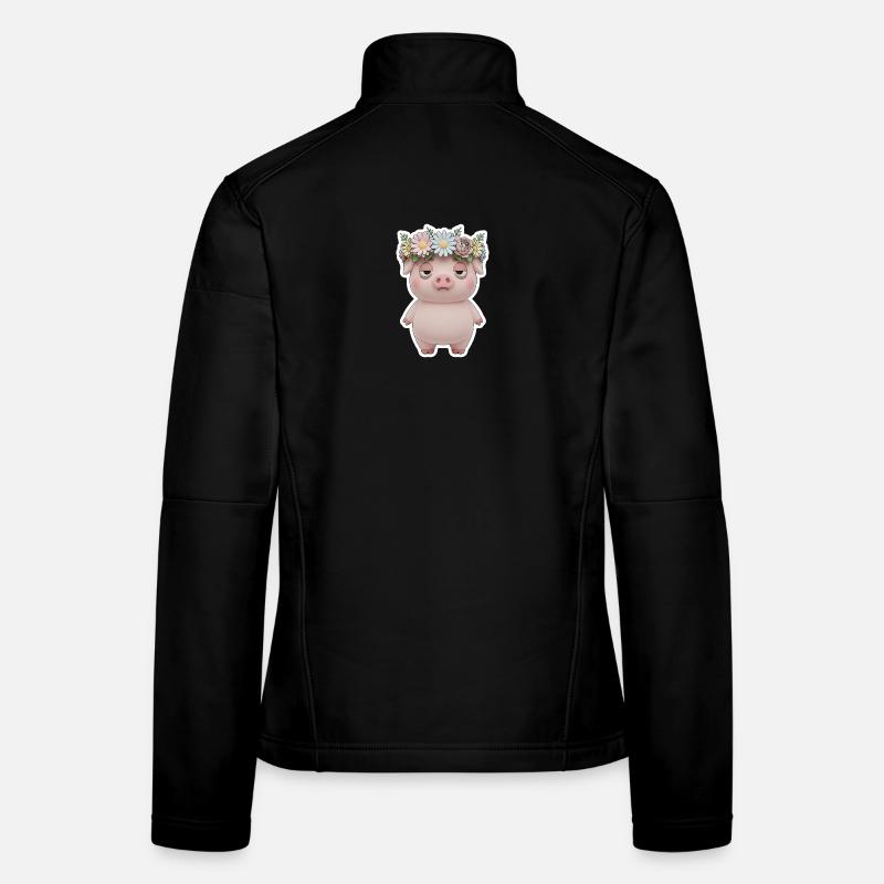 Cochon agacé avec déclaration de couronne florale Veste en tissu softshell Femme