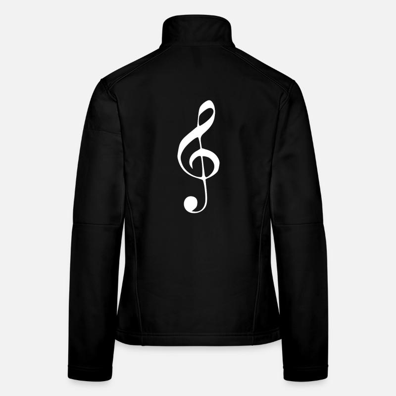 Note de clé de musique note note blanche Veste en tissu softshell Femme