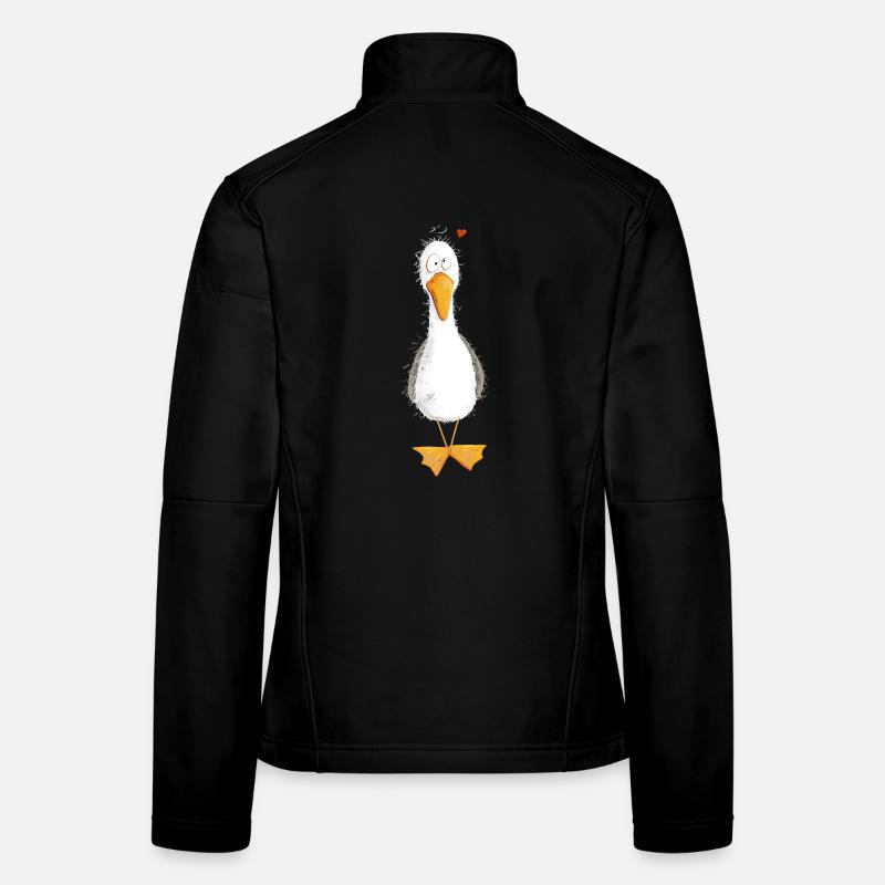 Möwe Urlaub Meer Mit Herz - Frauen Softshelljacke - Schwarz