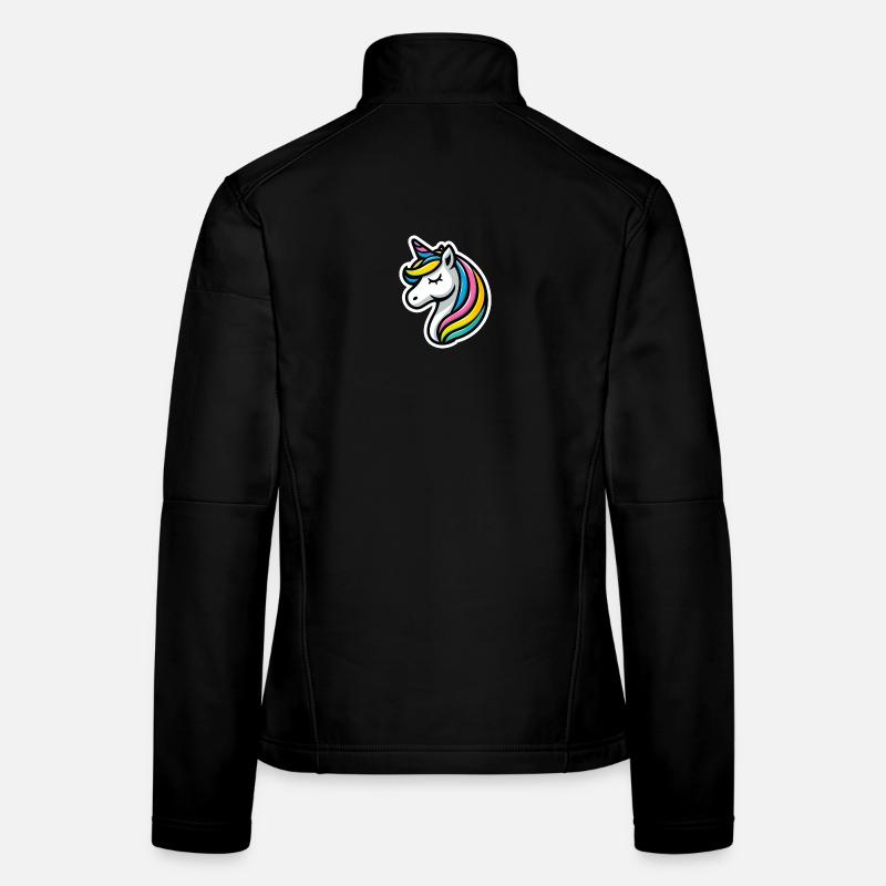Einhorn Comic schlafend - Frauen Softshelljacke - Schwarz
