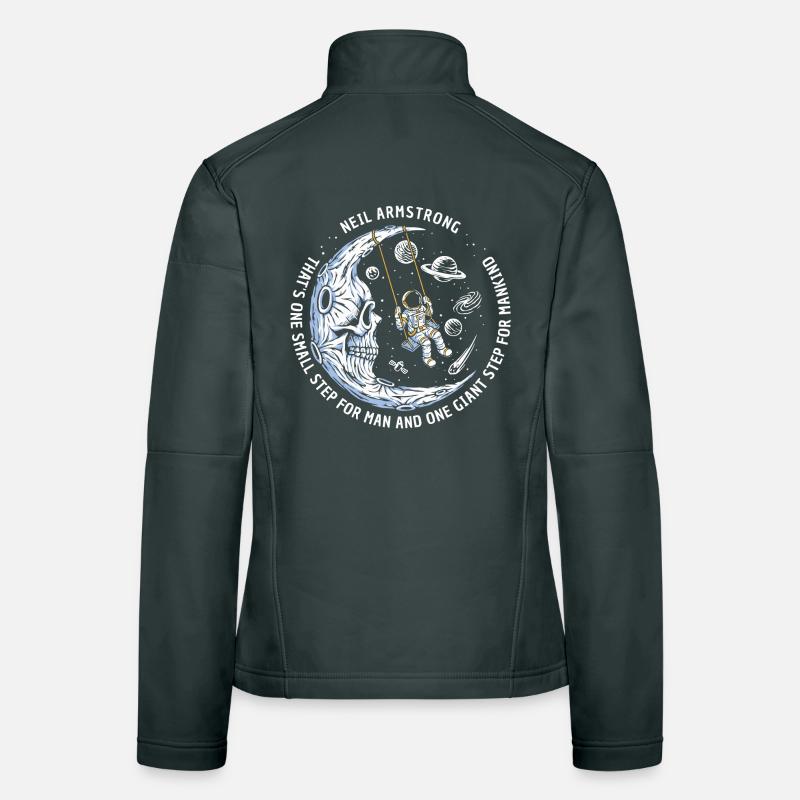 lune astronautes étoiles spatiales Veste en tissu softshell Femme