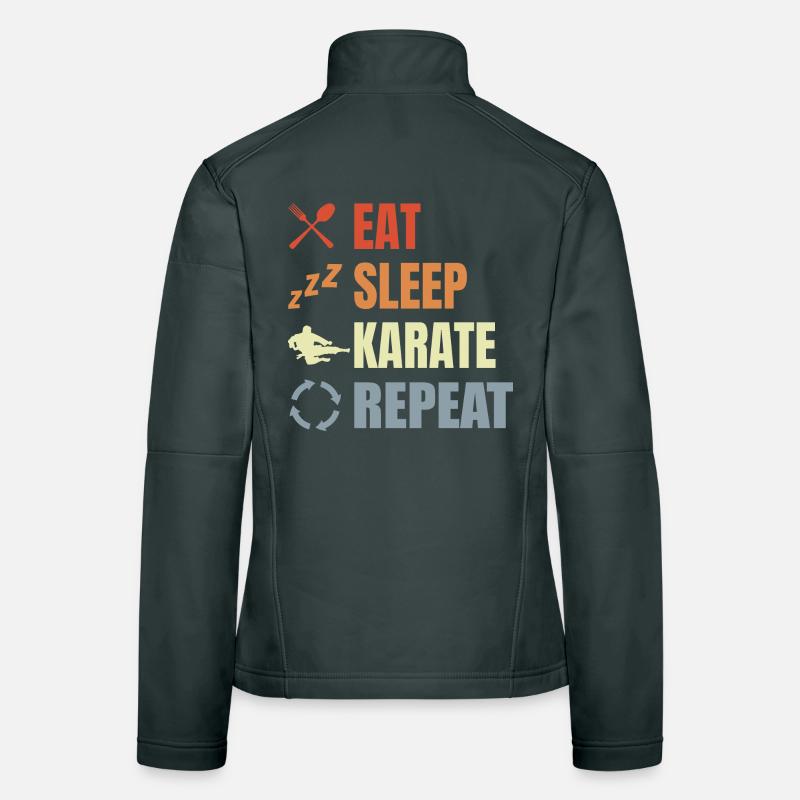 Eating, sleeping, repeating karate Women's Softshell Jacket