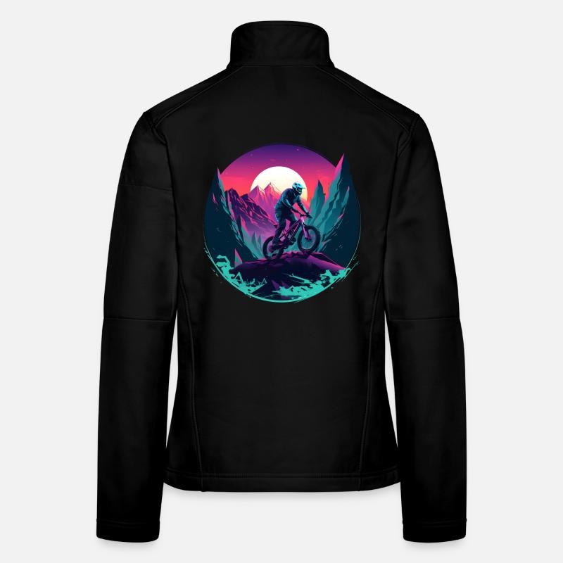 Mountain Biking Vaporwave Women's Softshell Jacket