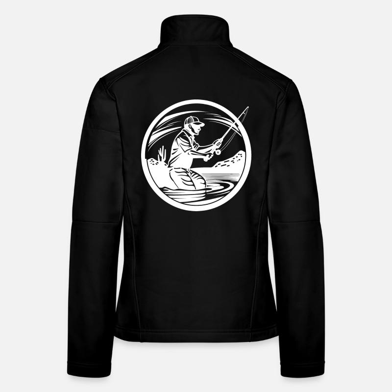 Angeln Zeichnung Frauen Softshelljacke