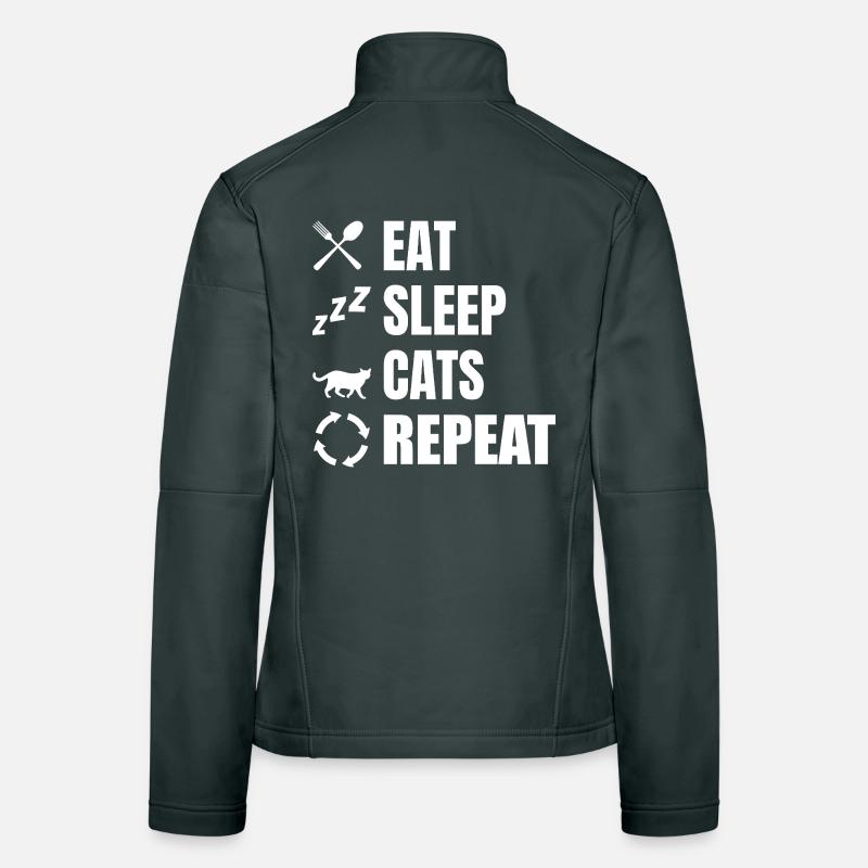 Manger dormir chats répéter Veste en tissu softshell Femme