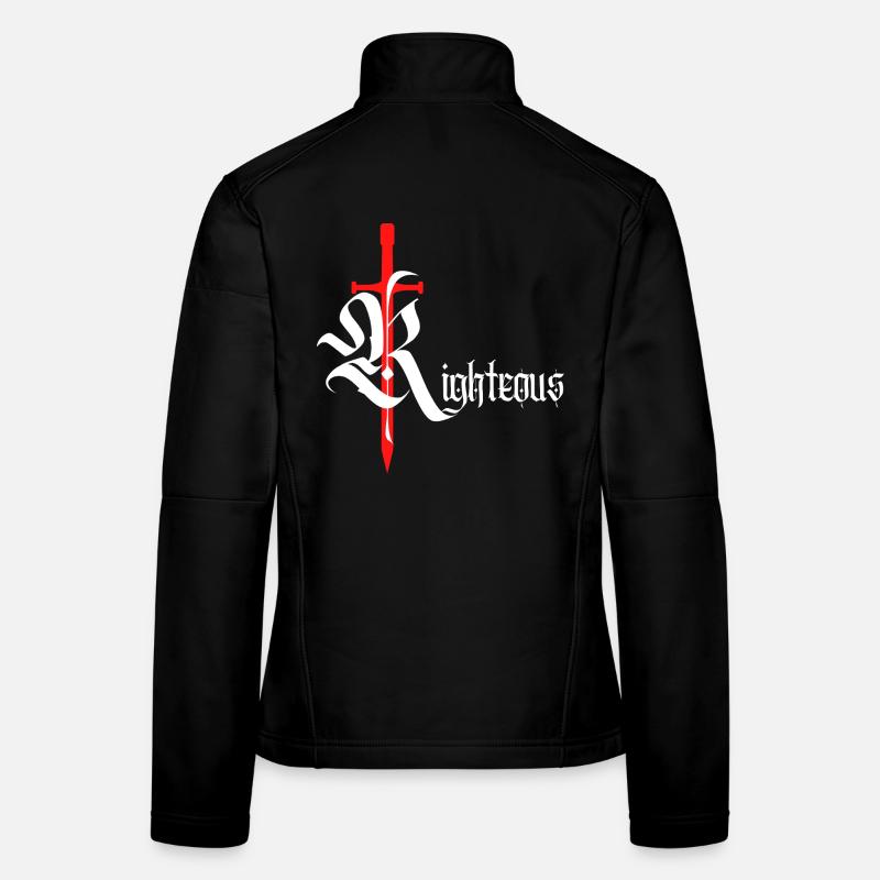 Gothic Righteous Design mit Schwert mit weißem Text - Frauen Softshelljacke - Schwarz