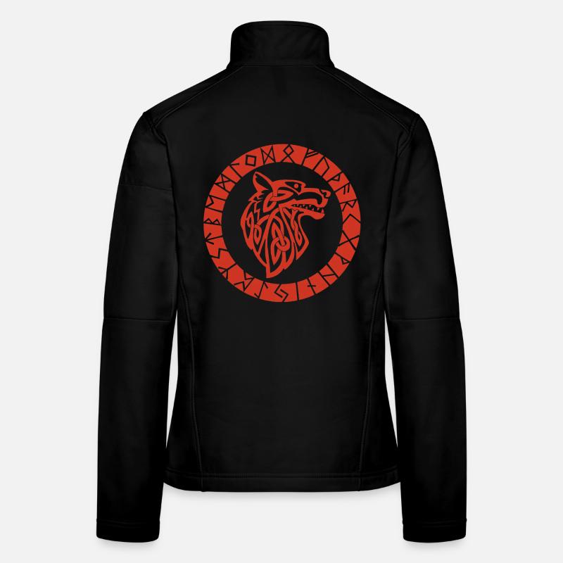 Viking Red Wolf Emblem Women's Softshell Jacket