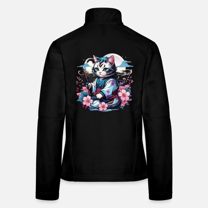 Japanische Kawaii Ninja Katze Frauen Softshelljacke