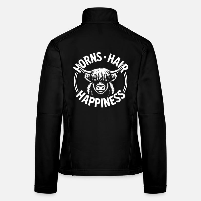 Cornes, Cheveux, Bonheur, Highlands, Veste en tissu softshell Femme