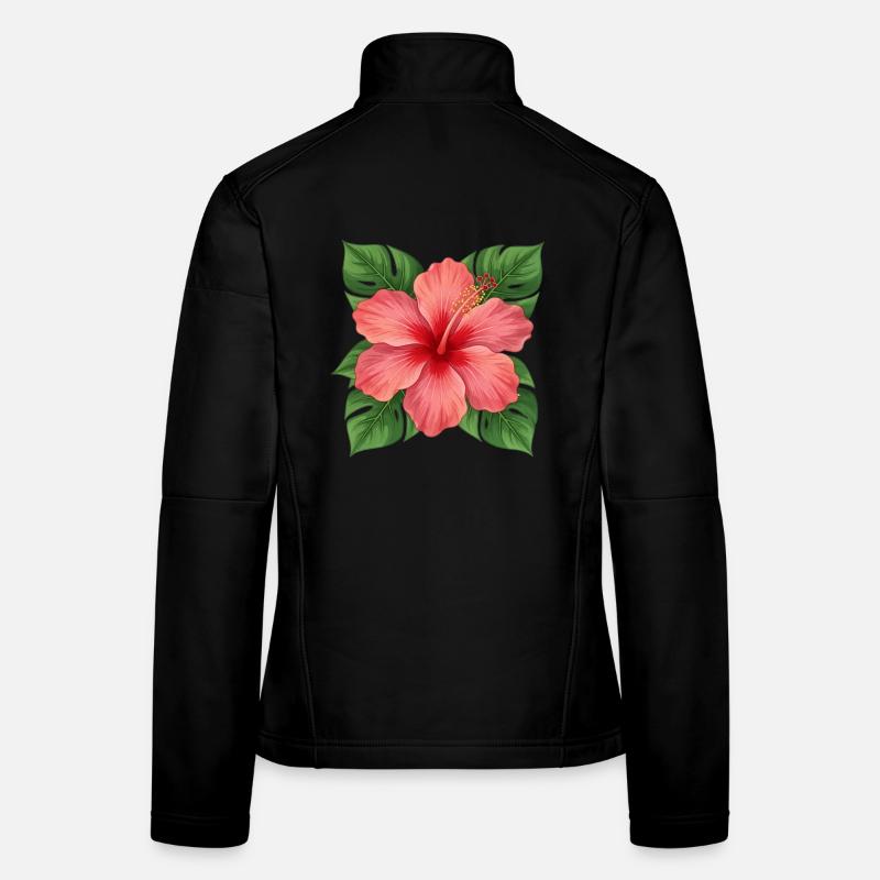 Cadeau de Noël de fleurs d’hibiscus hawaïen, fleurs d’hibiscus Veste en tissu softshell Femme