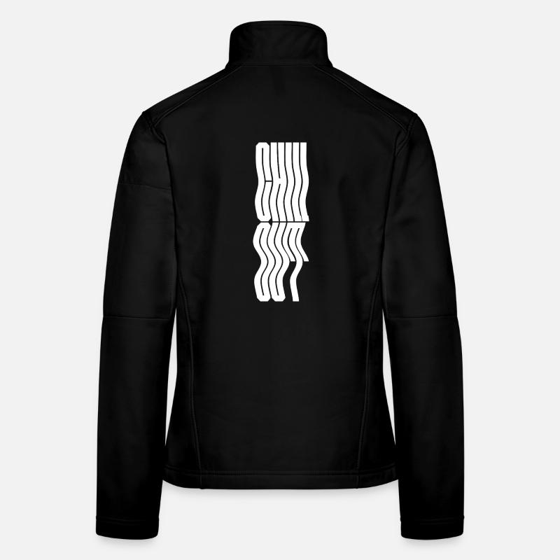 Chill Out wavy typography logo design Women's Softshell Jacket