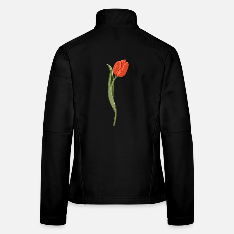 Lebendige rote Tulpe Illustration Frauen Softshelljacke