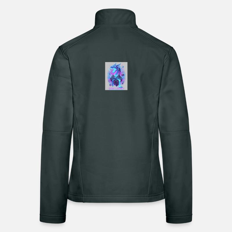 Neon Dragon on Retro Console Women's Softshell Jacket