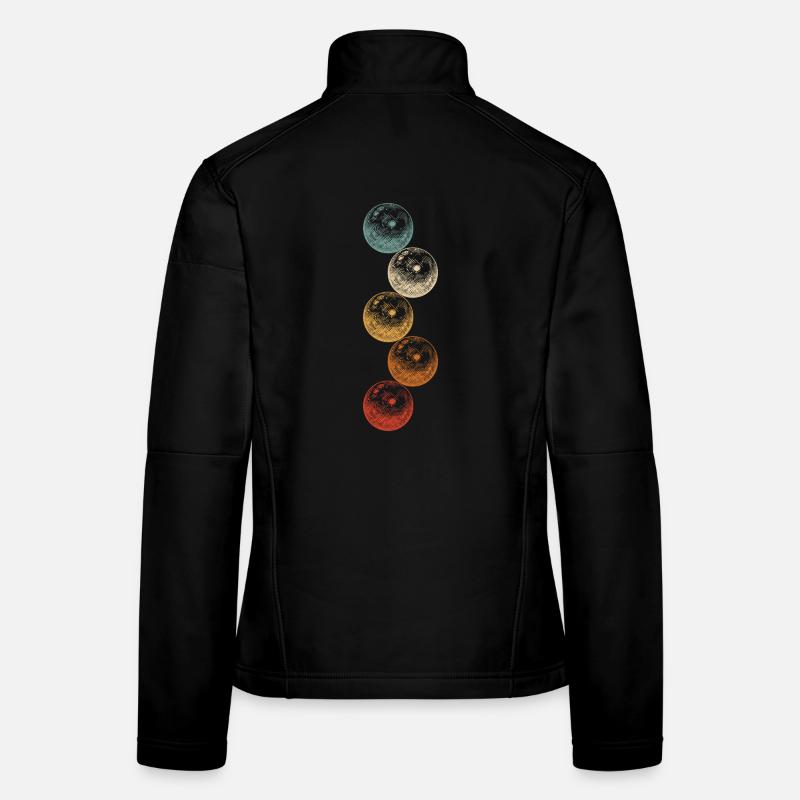 Quilles de bowling Vintage Graphique avec des boules de bowling Veste en tissu softshell Femme