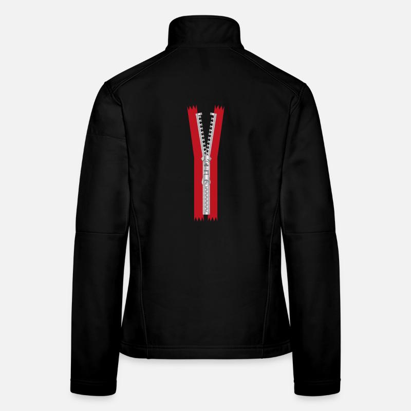 open zipper with red band Women's Softshell Jacket