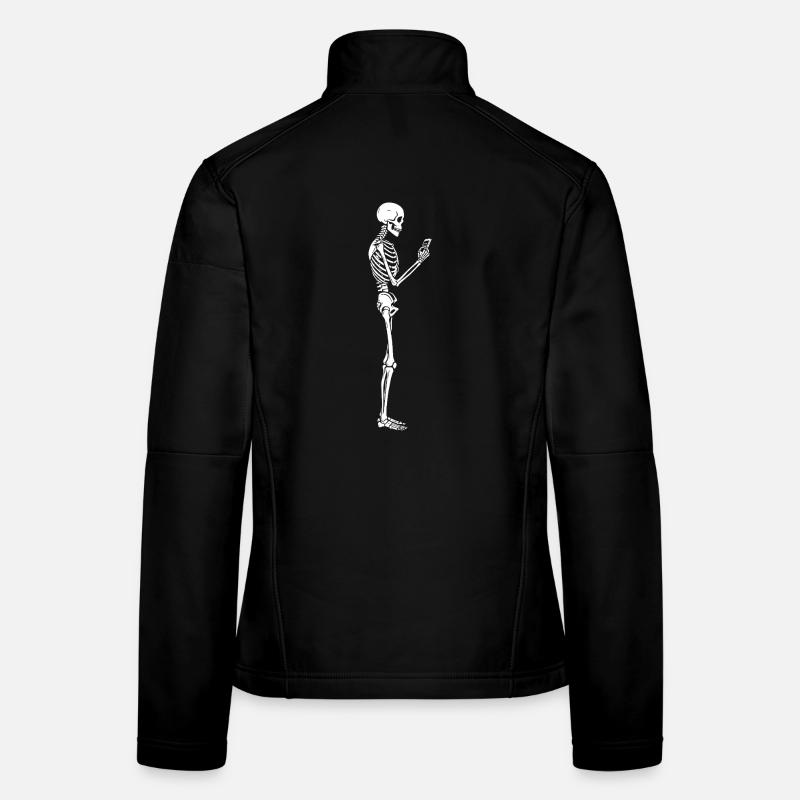 Funny Skeleton with smartphone texting  Women's Softshell Jacket