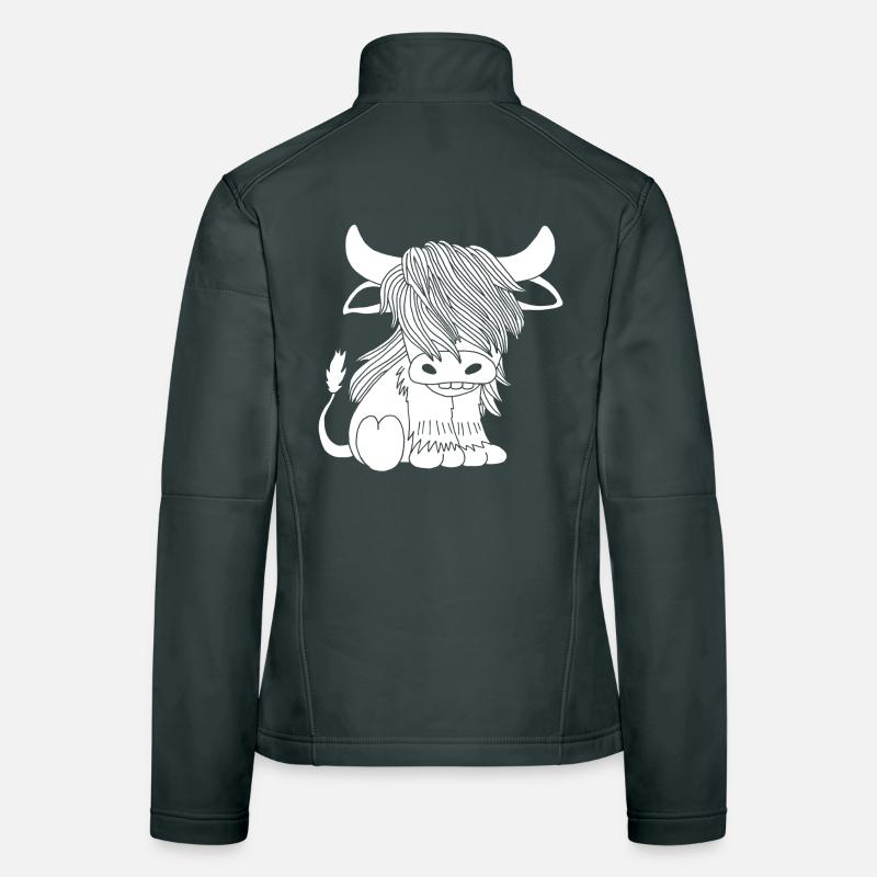 Vache blanche à poil long Veste en tissu softshell Femme