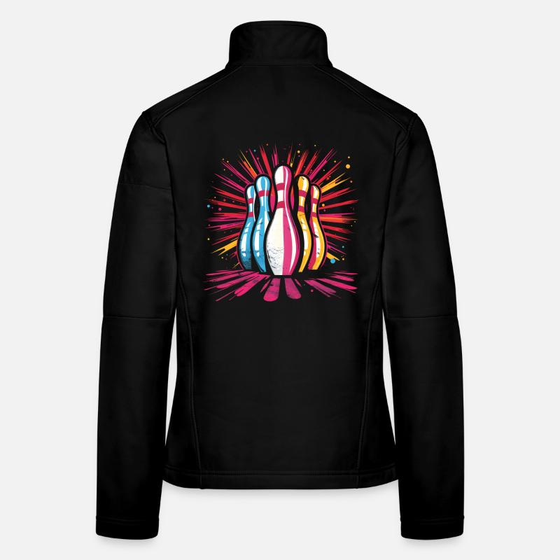 Bowling Cartoon Stil Frauen Softshelljacke