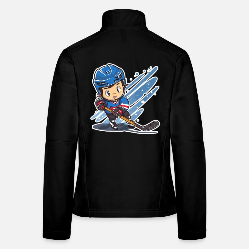 Eishockeyspieler Comic Look Frauen Softshelljacke