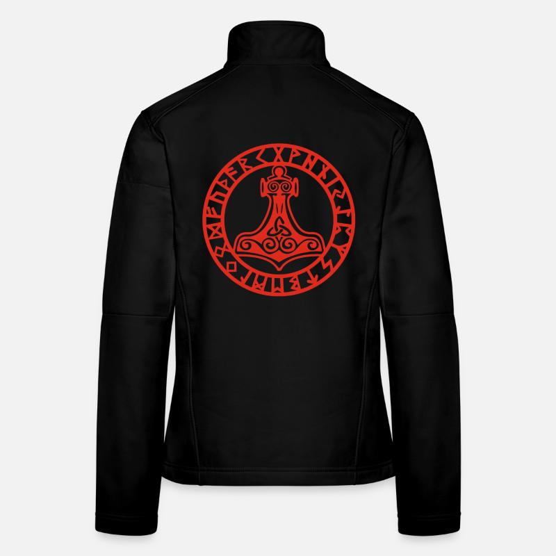 Roter Wikingerhammer Frauen Softshelljacke