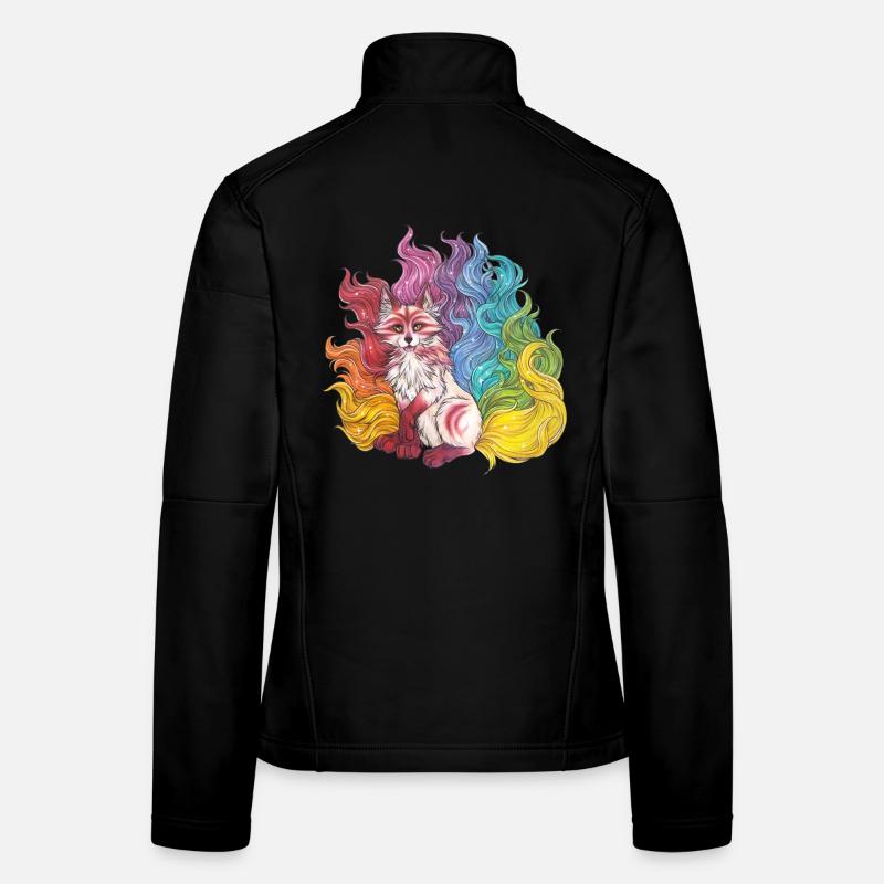 Manga Rainbow Kitsune Mythical Fox Gift Veste en tissu softshell Femme