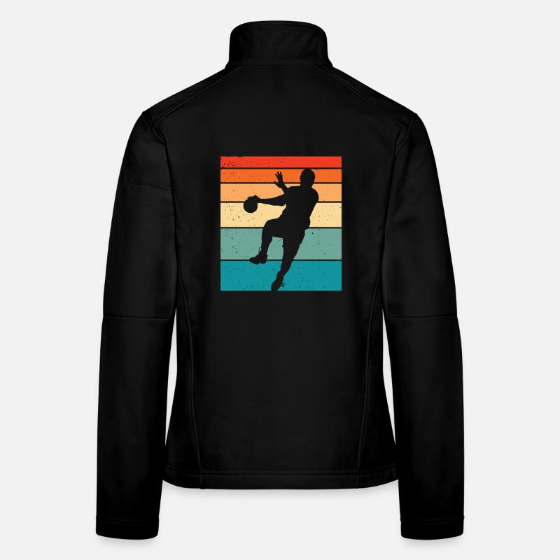 Retro Handball Handballer - Frauen Softshelljacke - Schwarz