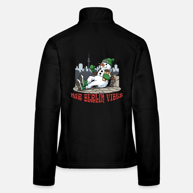 Nur Berlin Vibes - Fernsehturm Schneemann Design - Frauen Softshelljacke - Schwarz