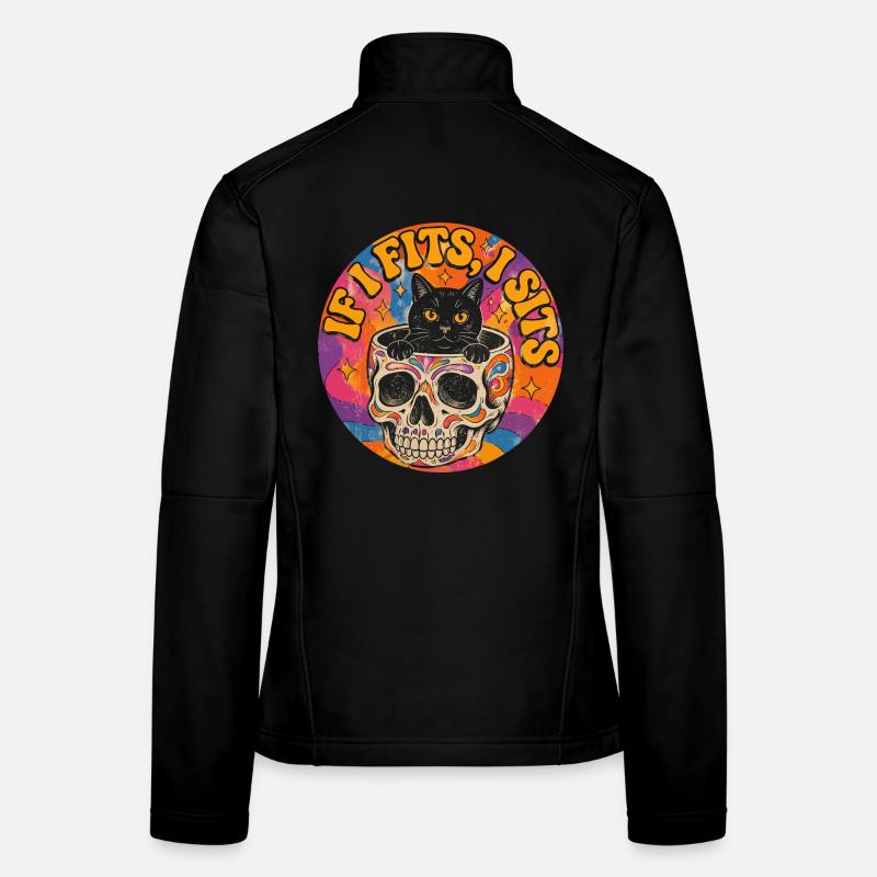 Cat in Skull Oldschool Tattoo Design Women's Softshell Jacket