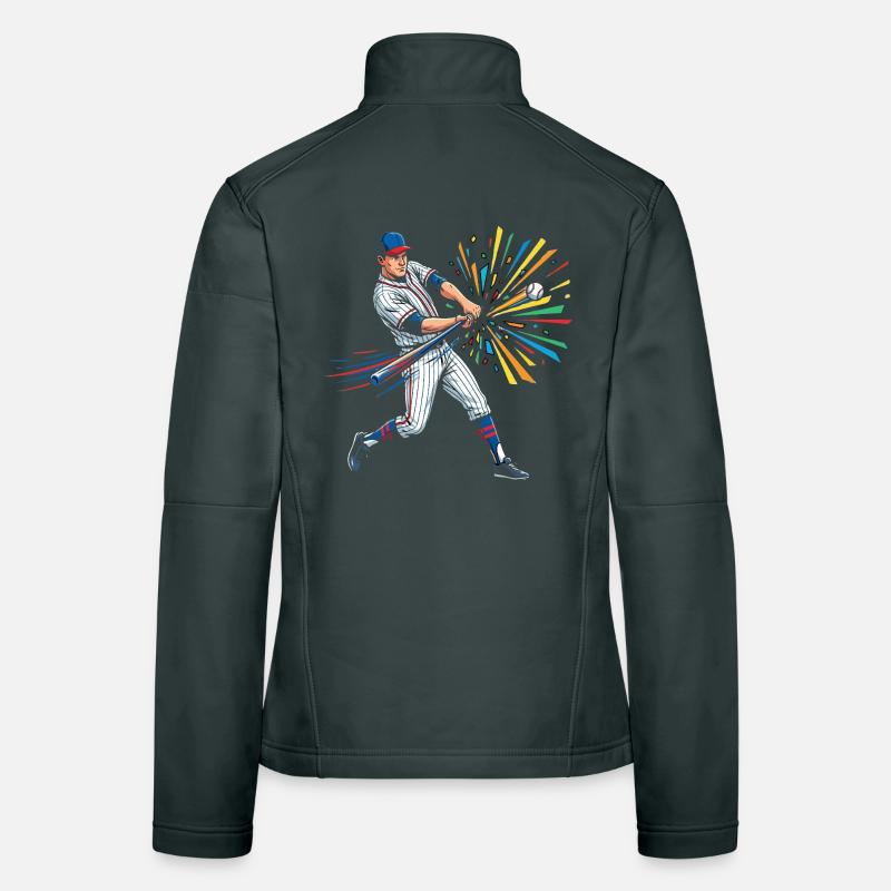 Pop Art coloré du batteur de baseball Veste en tissu softshell Femme