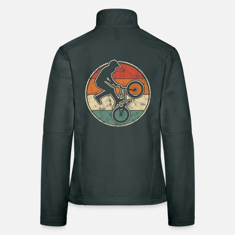 Graphisme de figures BMX biker dans le style vintage Veste en tissu softshell Femme