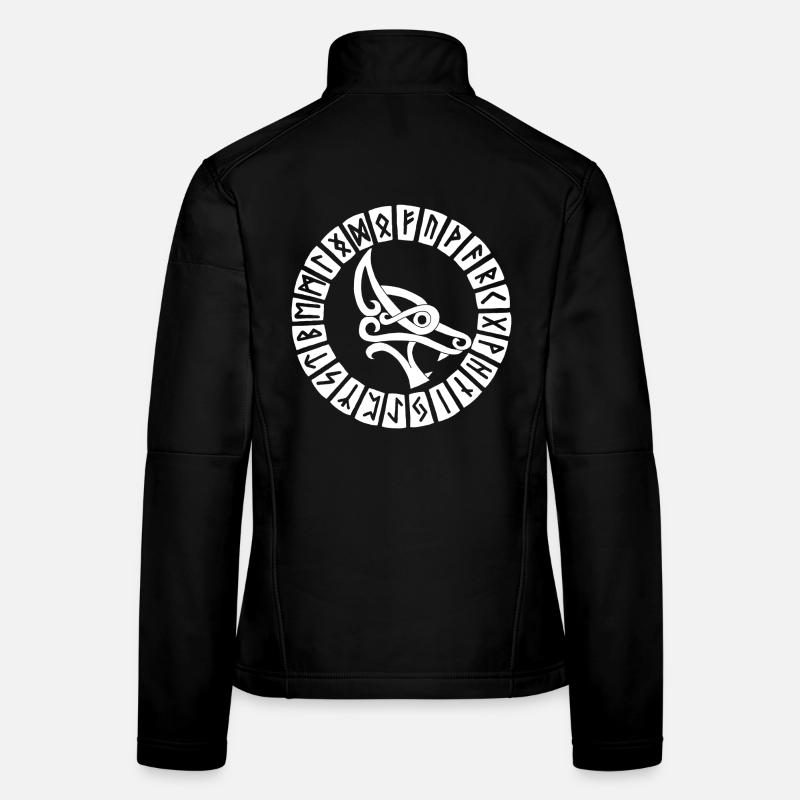 Loup blanc et runes vikings Veste en tissu softshell Femme